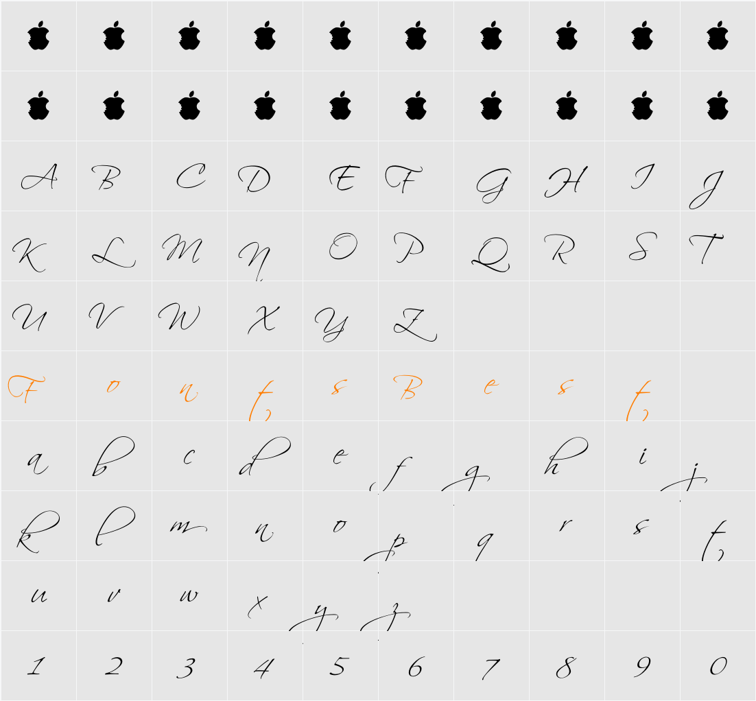 Scriptina Pro Character Map