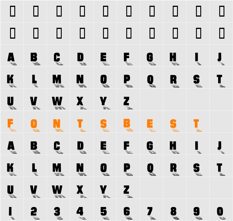 SundownDisplayCaps Character Map