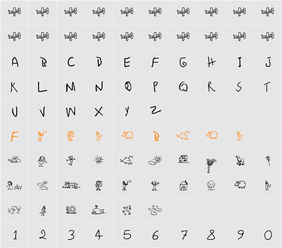 kidS Written Character Map
