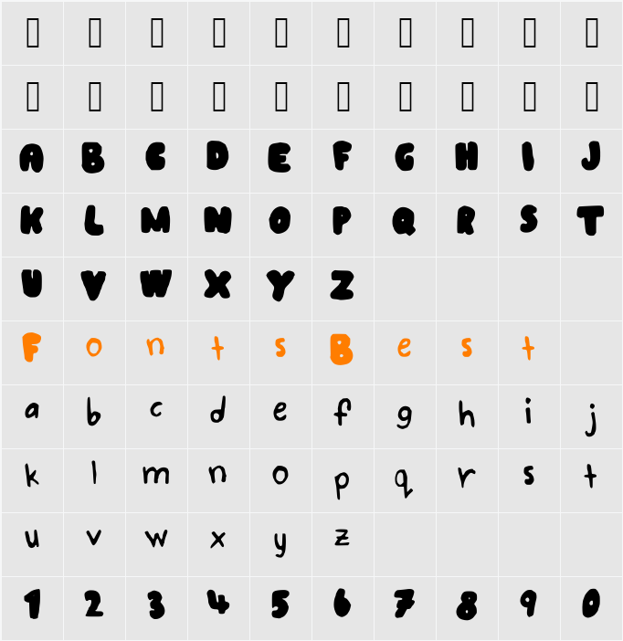 BubbleWriting Character Map