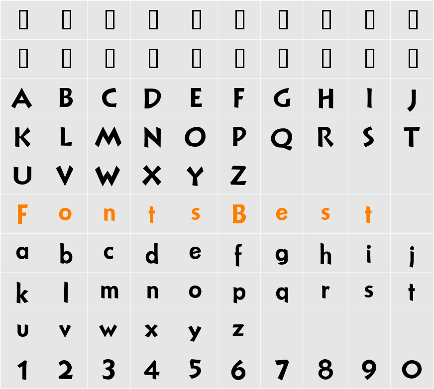 NuevoLitho Character Map