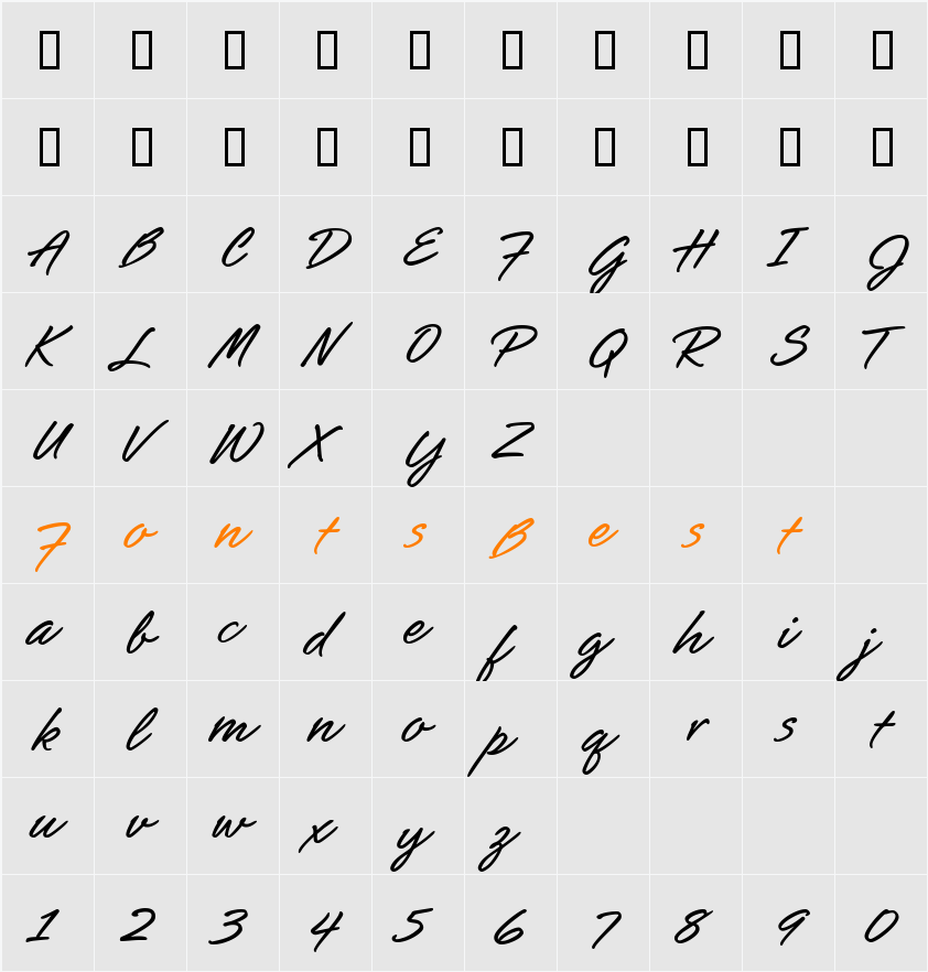 SlashHmkBold Character Map