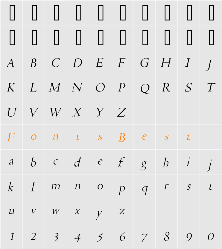 Viviene Character Map