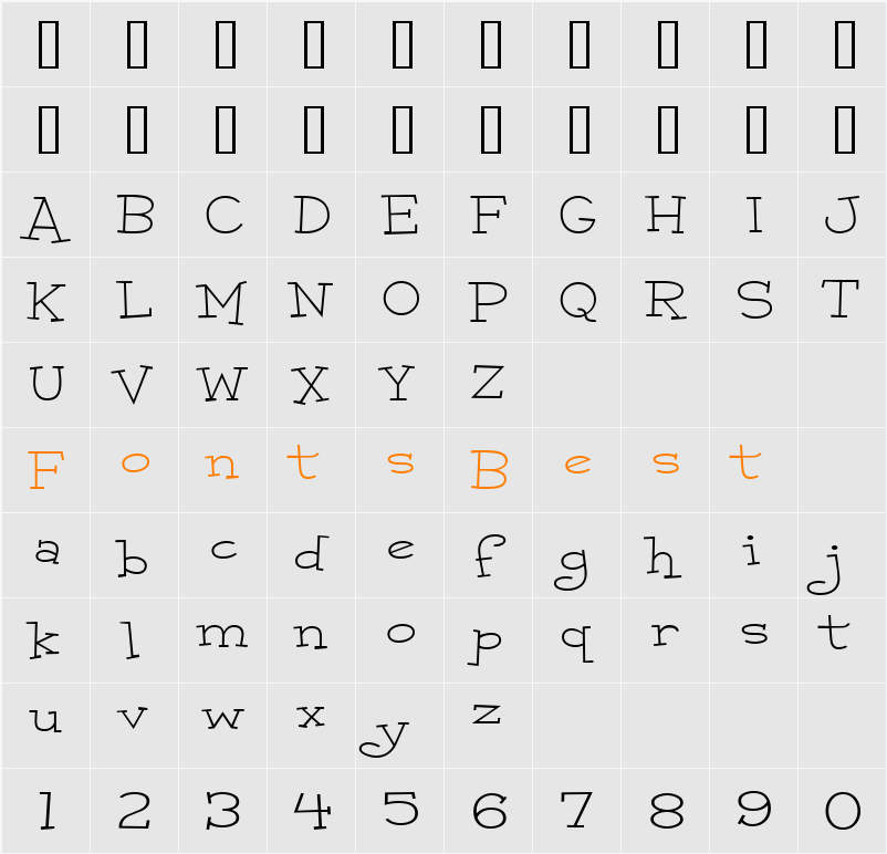 Malihini Cuban BTN Exp Lt Character Map