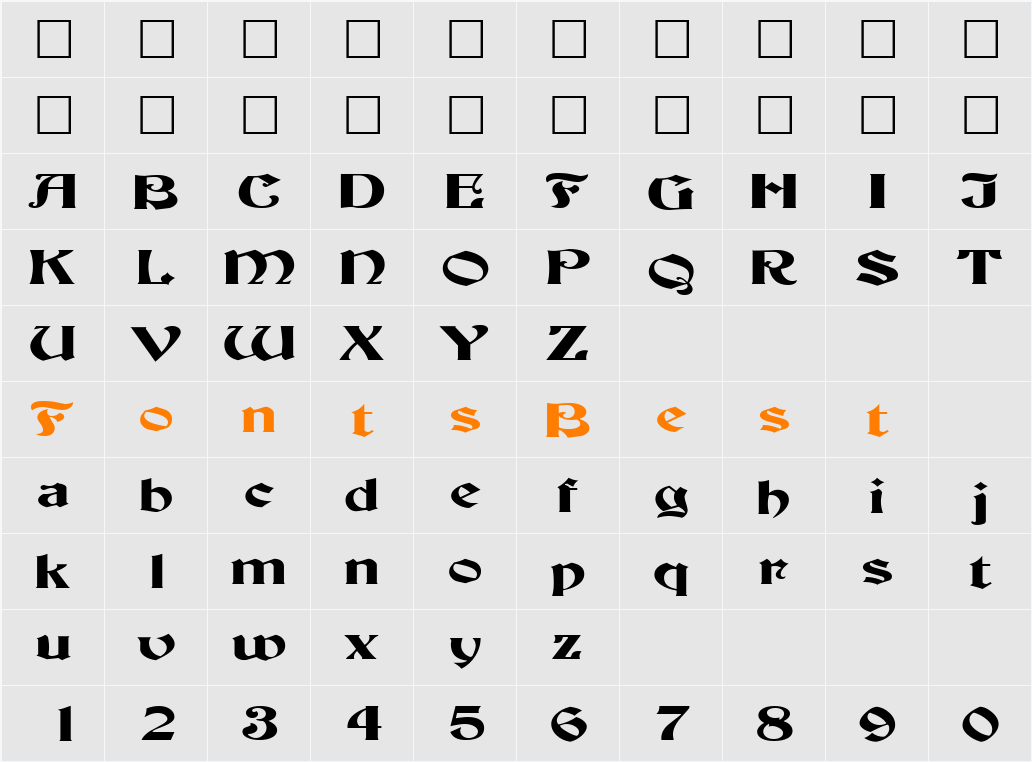 BuckinghamWide Character Map