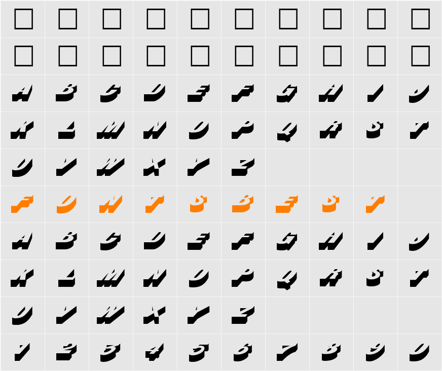 Shade Character Map