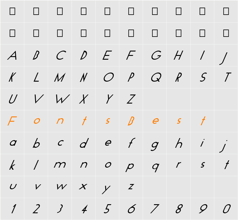 FZ BASIC 19 ITALIC Character Map
