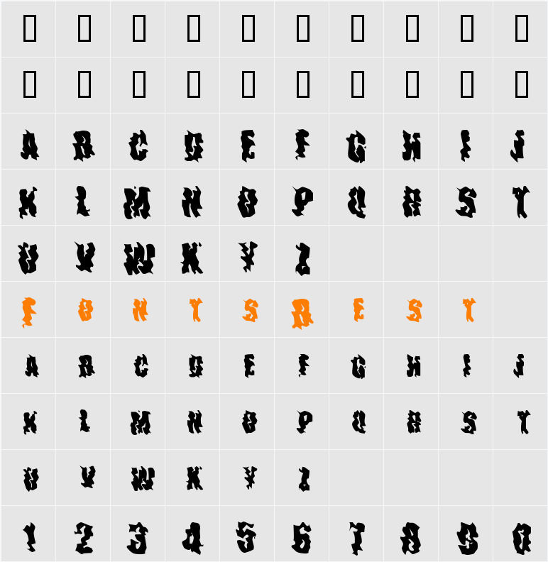 The Drips Character Map