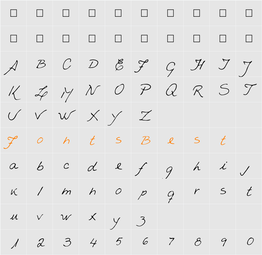 Vestra Character Map
