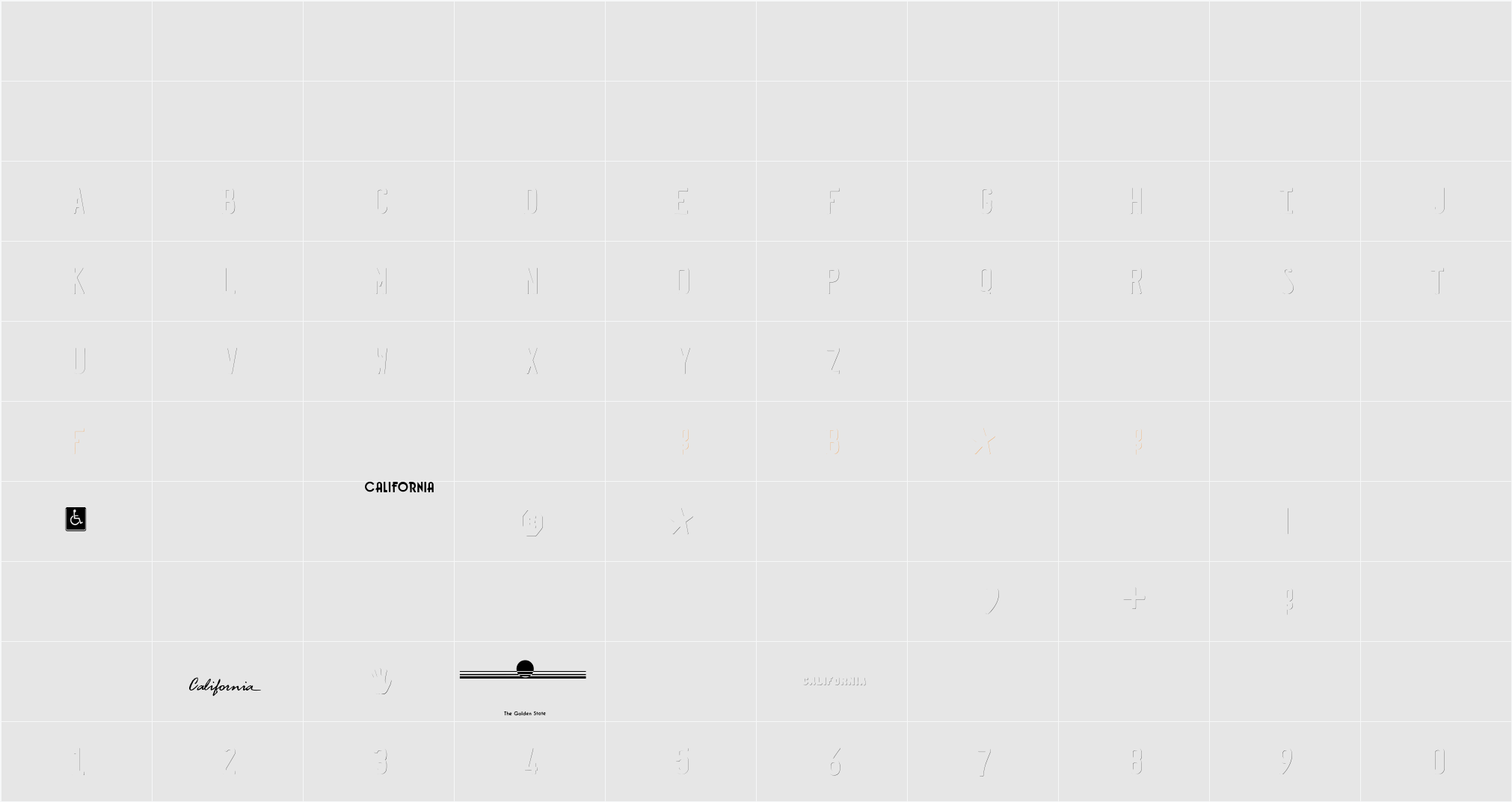 Penitentiary Gothic Shadow Character Map