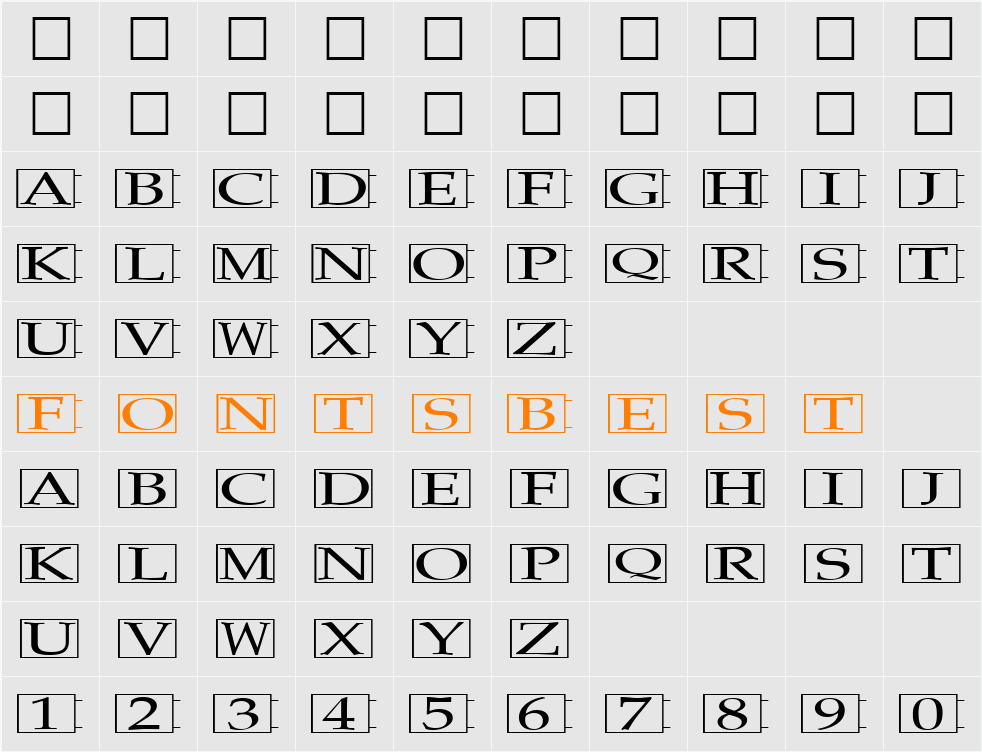 FZ BORDERS 19 EX Character Map
