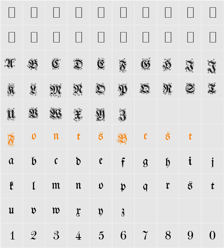 Walbot Becker Character Map