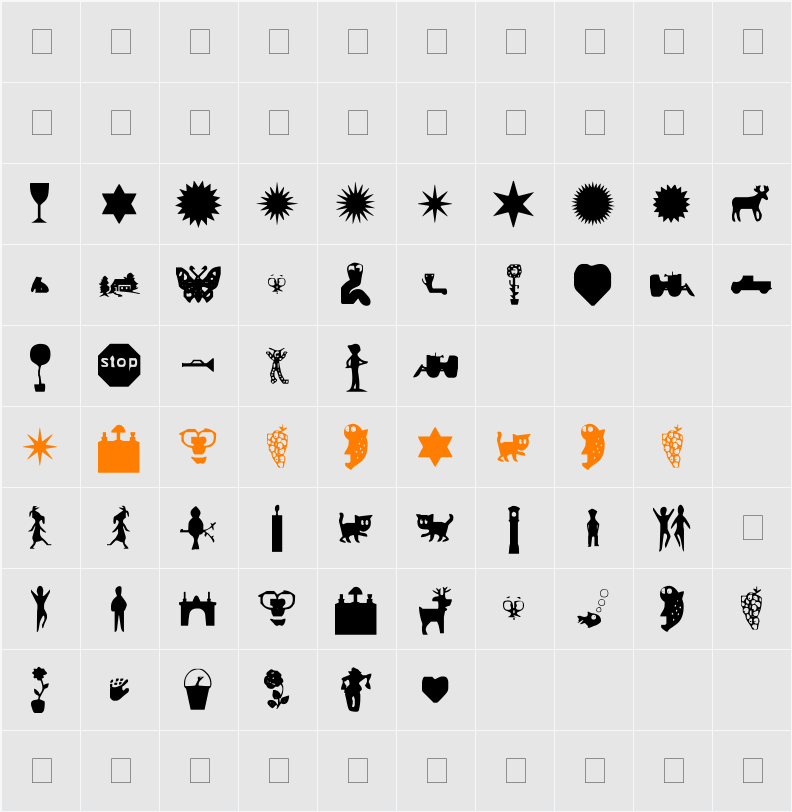 sherberi Character Map