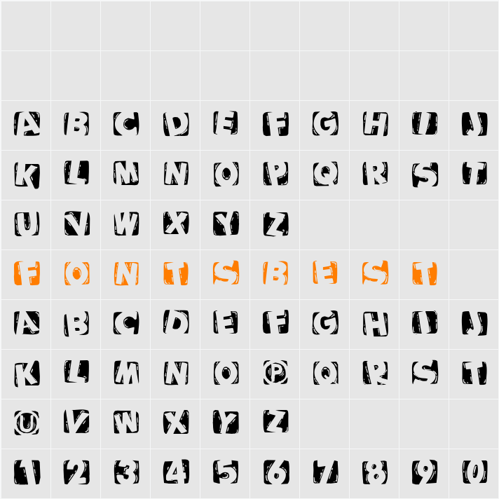WoodcuttedCapsInvers Character Map