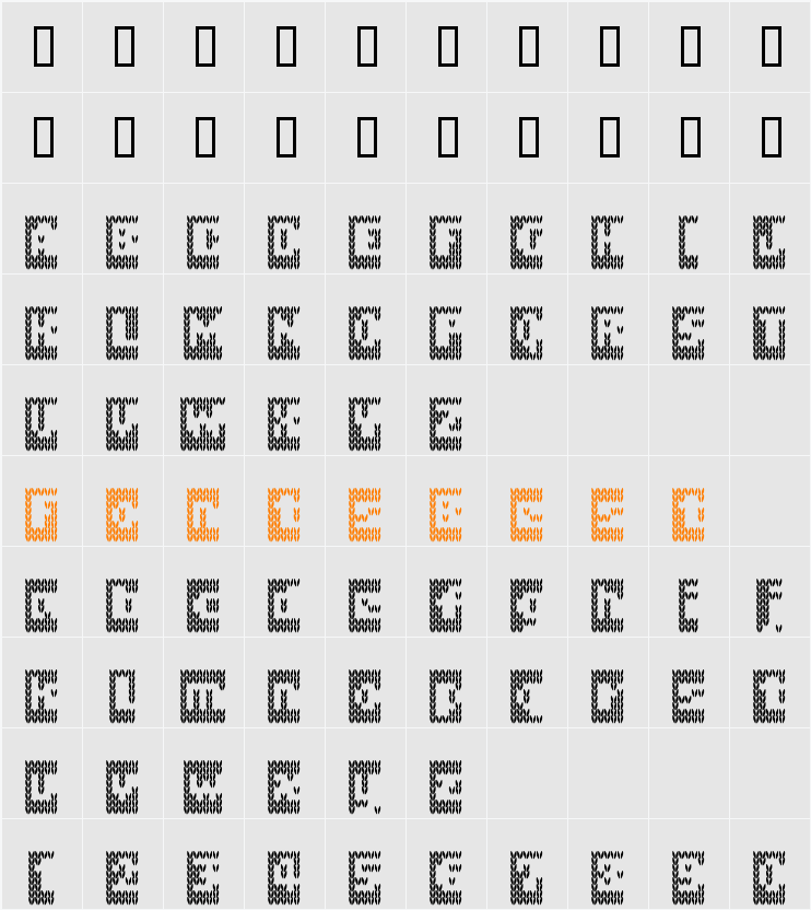 KnitfontB Character Map