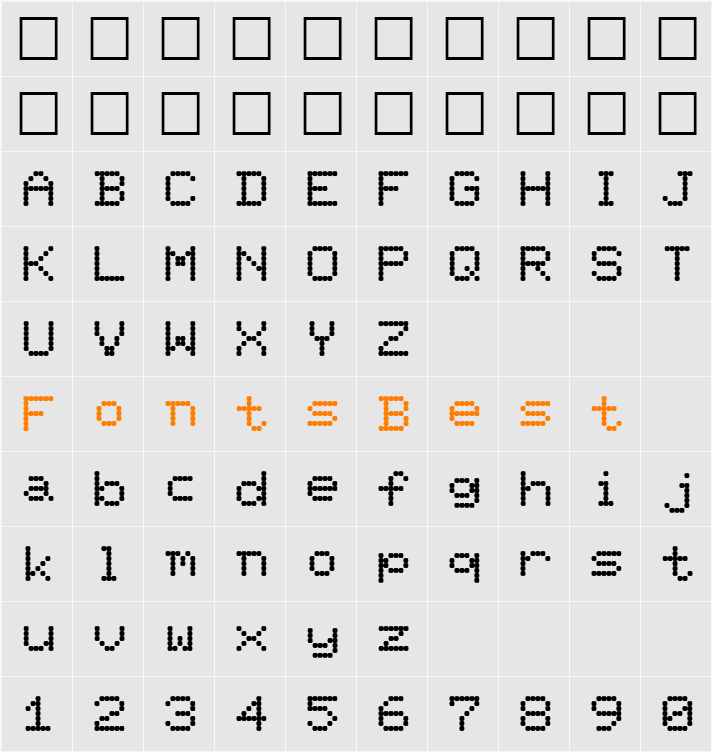 PixelScreen Character Map