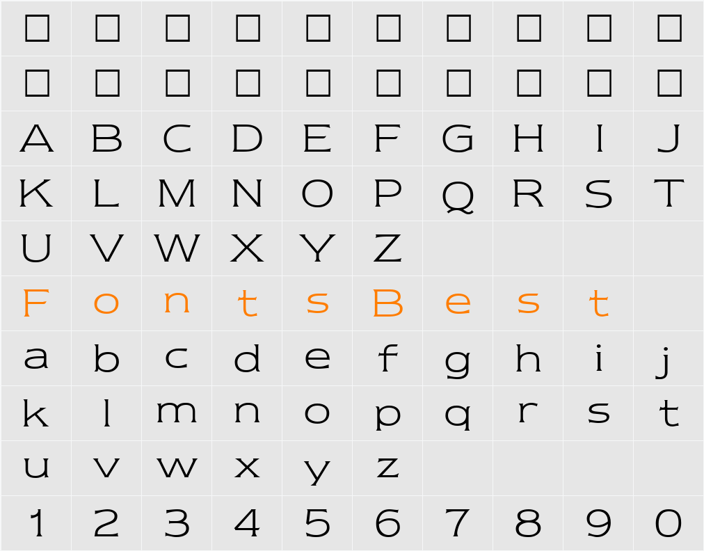 Newtext Character Map