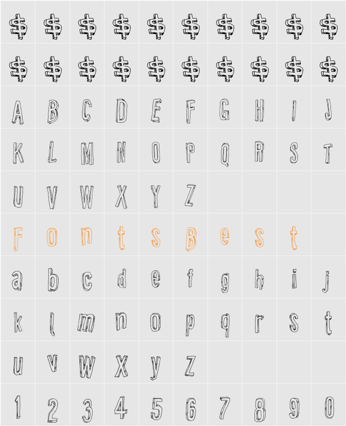 Relief BD Character Map