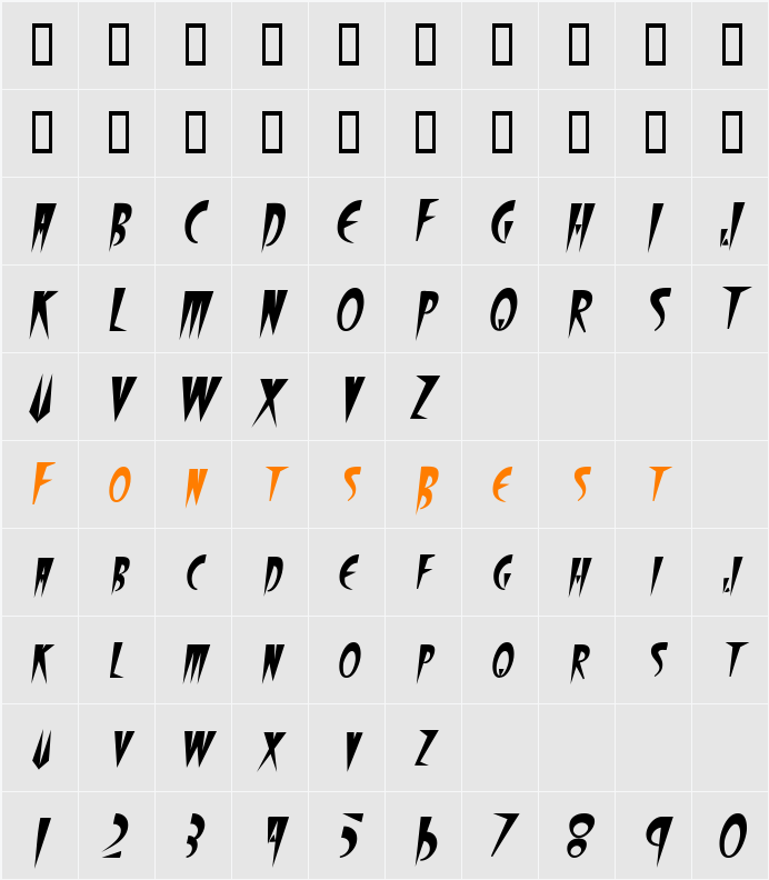 WolfgangCaps Character Map