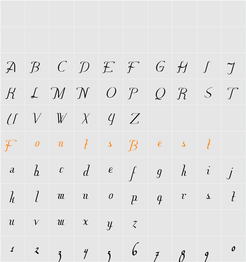 Hitalica  Character Map