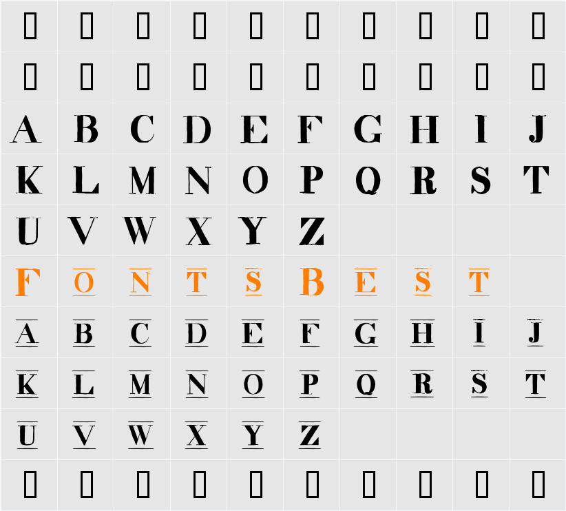 decadence itd condensed marquee Character Map