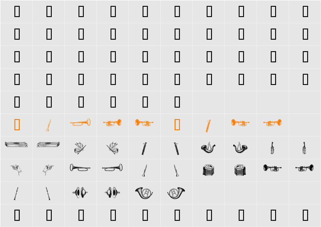 musical instruments, 2nd chair Character Map