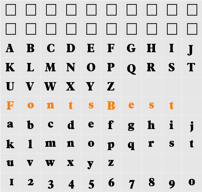 Francisco-ExtraBold Character Map