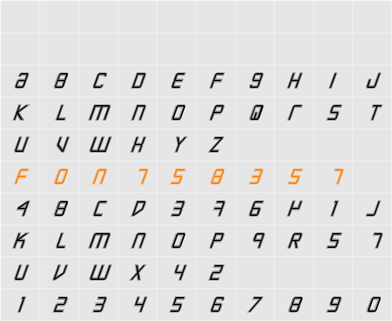 Escape Artist Academy Italic Character Map