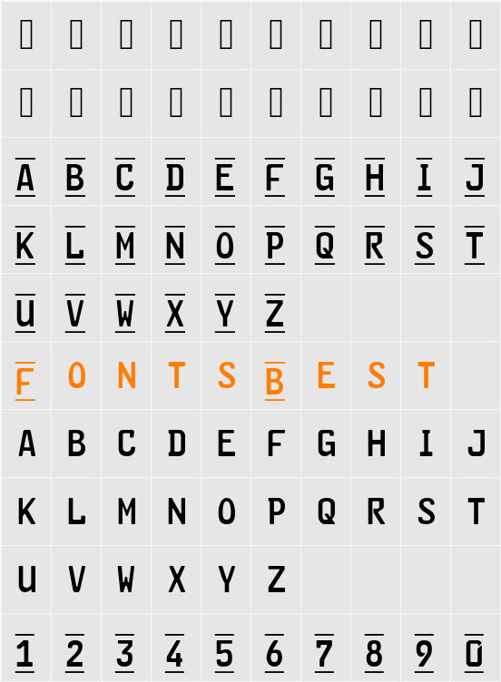 GL-Nummernschild-Mtl Character Map
