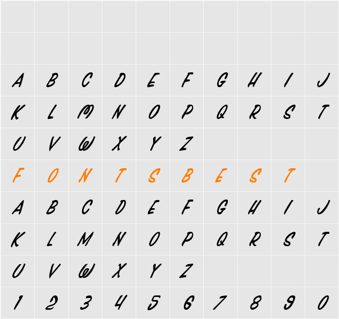 Press Darling Condensed Italic Character Map