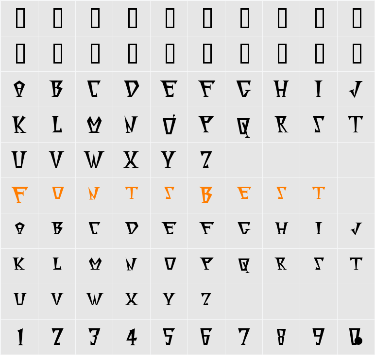 Surfinta Mars Character Map