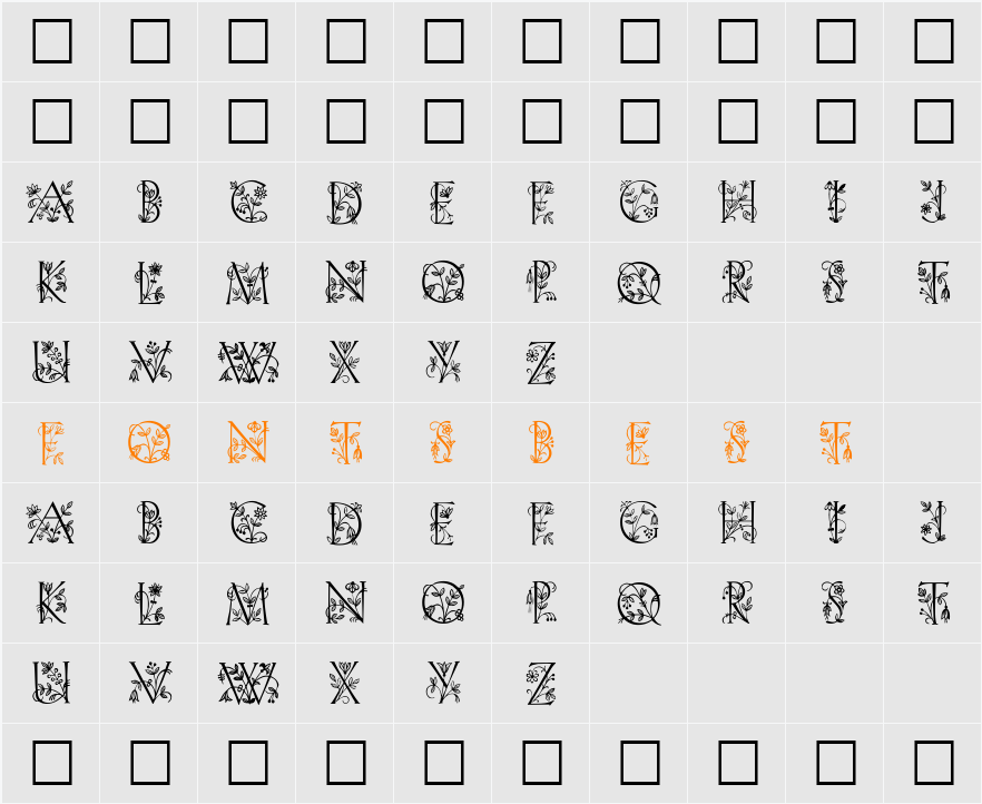 Lilith-Initials Character Map