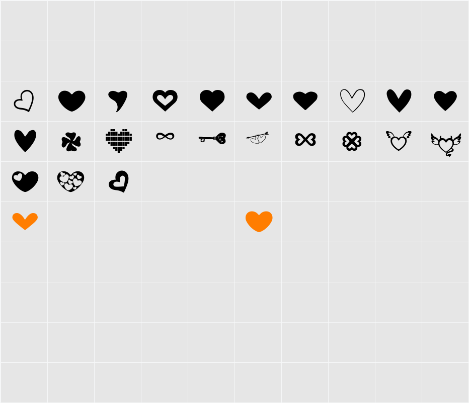 LOVEAMY Character Map