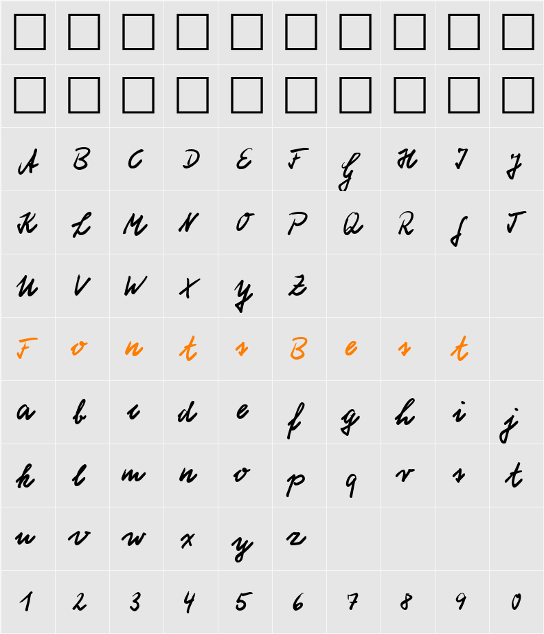 HW Schneid DB Character Map