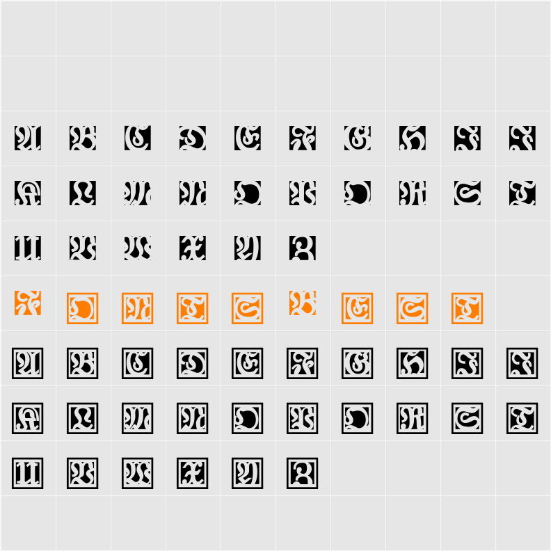FraxBrix Character Map
