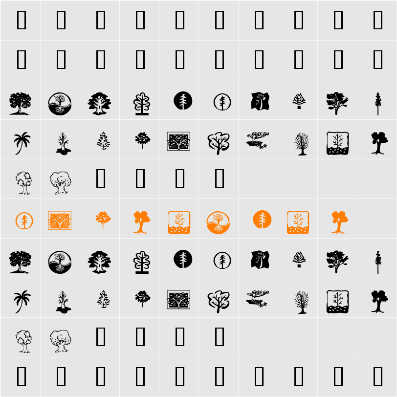 KR Trees Character Map