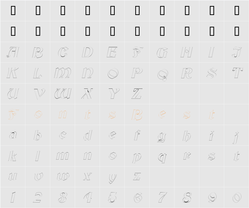 ThorntonOutline Character Map