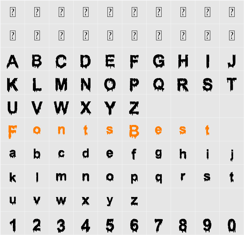 WOODCUTTER DRIPPING CLASSIC FONT Character Map