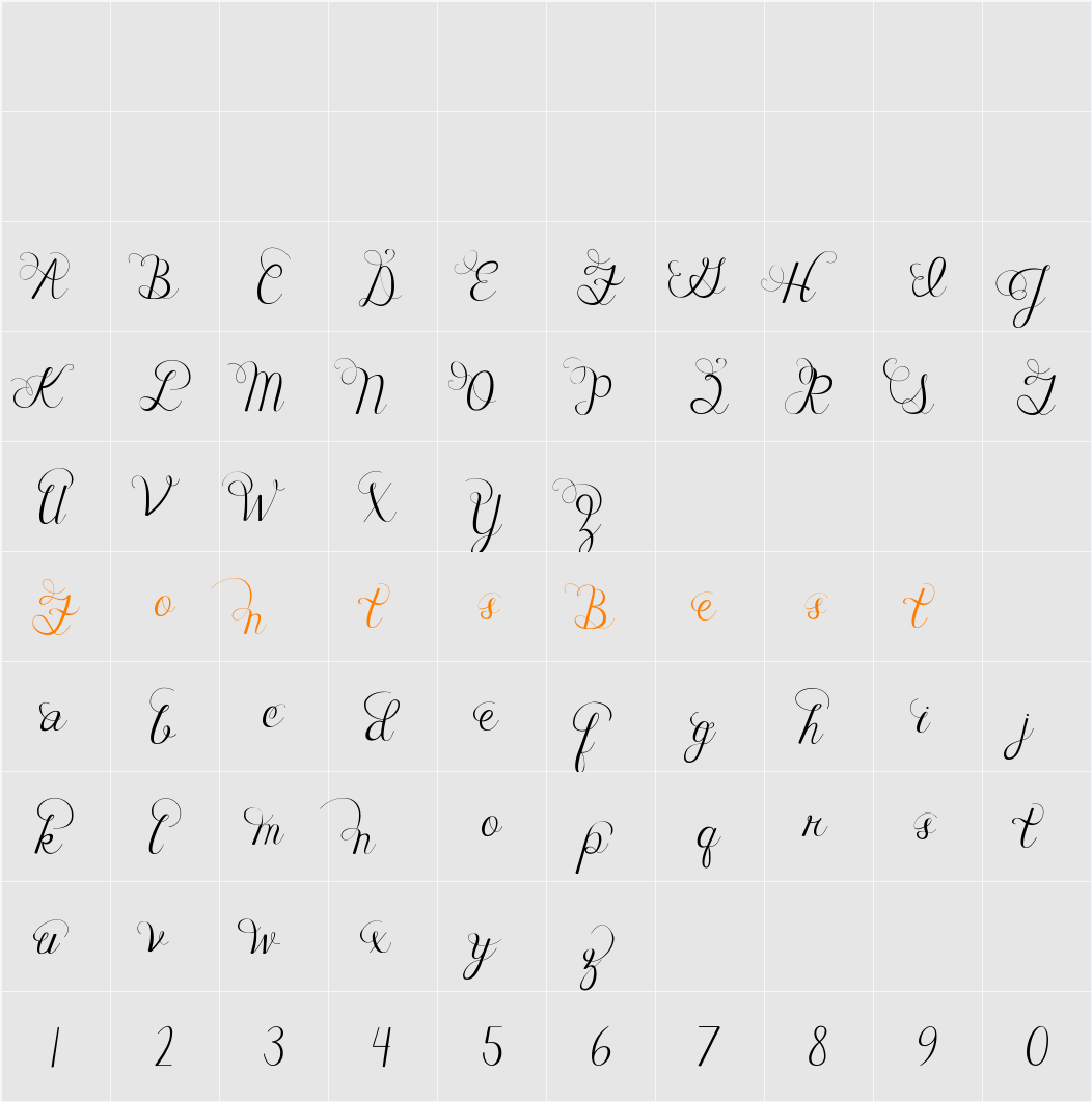 Janda Celebration Script Character Map