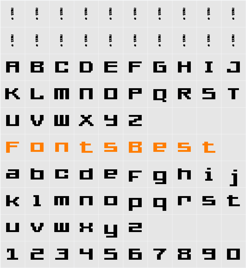 UF PT Ellus Hard Bold Character Map