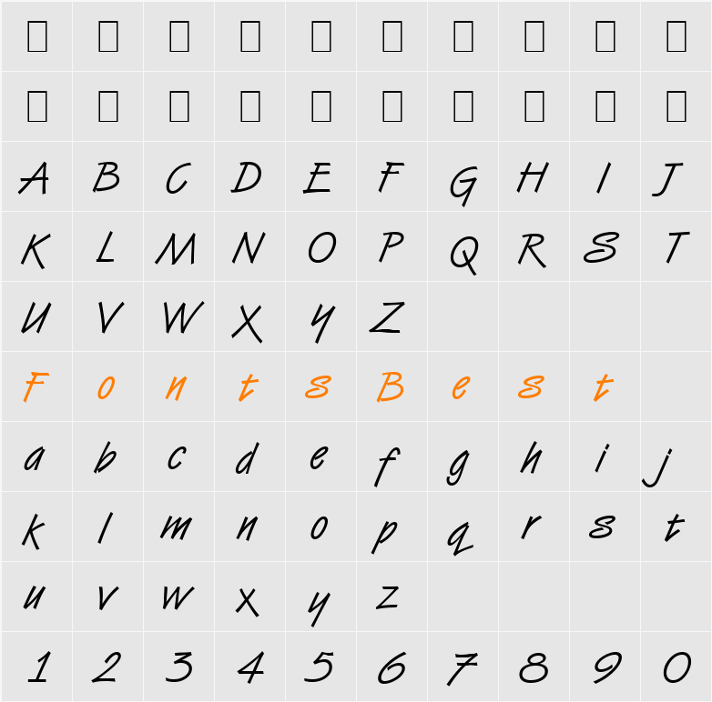 Script-V650 Character Map