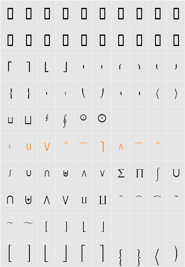 MachadoMathExtensionSSK Character Map