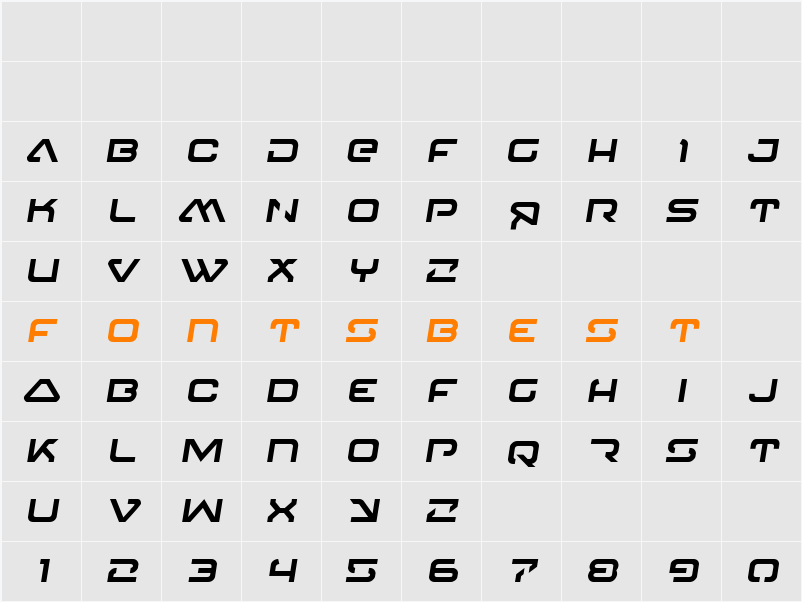 4114 Blaster Semi-Italic Character Map