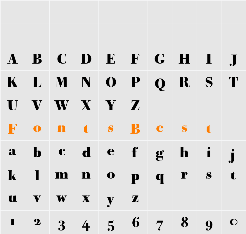 Bodoni Old Face BE Character Map