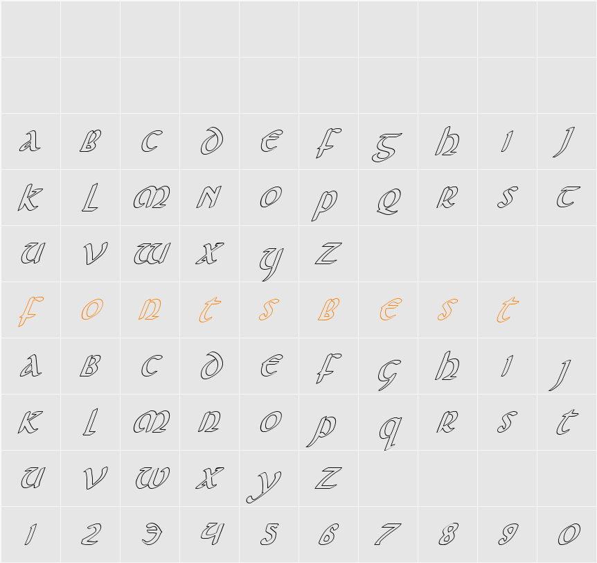 Foucault Outline Italic Character Map