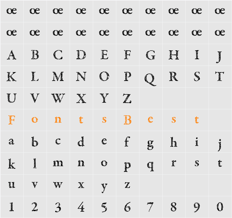 Tribal Garamond Character Map