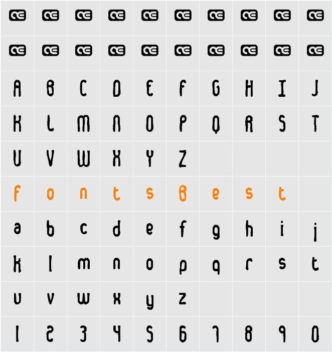 Dented BRK Character Map