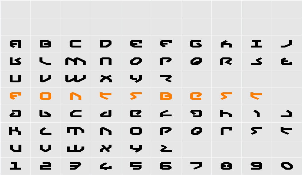 Yahren Expanded Character Map