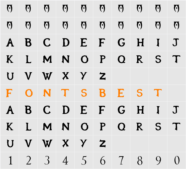 OblivionFont Character Map