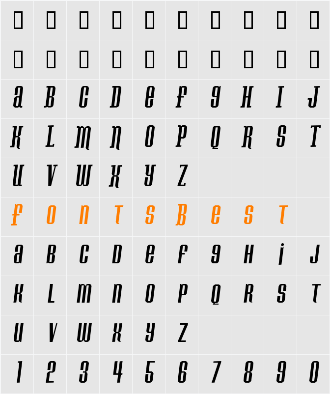Konspiracy Theory slant Character Map